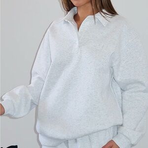 White Fox Chill Moves Oversized Sweater Grey Marle